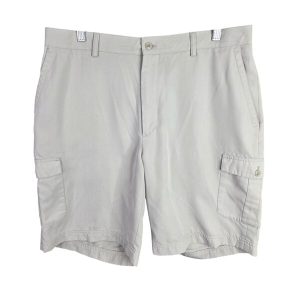 Mens Island Republic Beige Cargo Shorts 100% Polyester 10" Inseam Size 36 - Picture 1 of 9